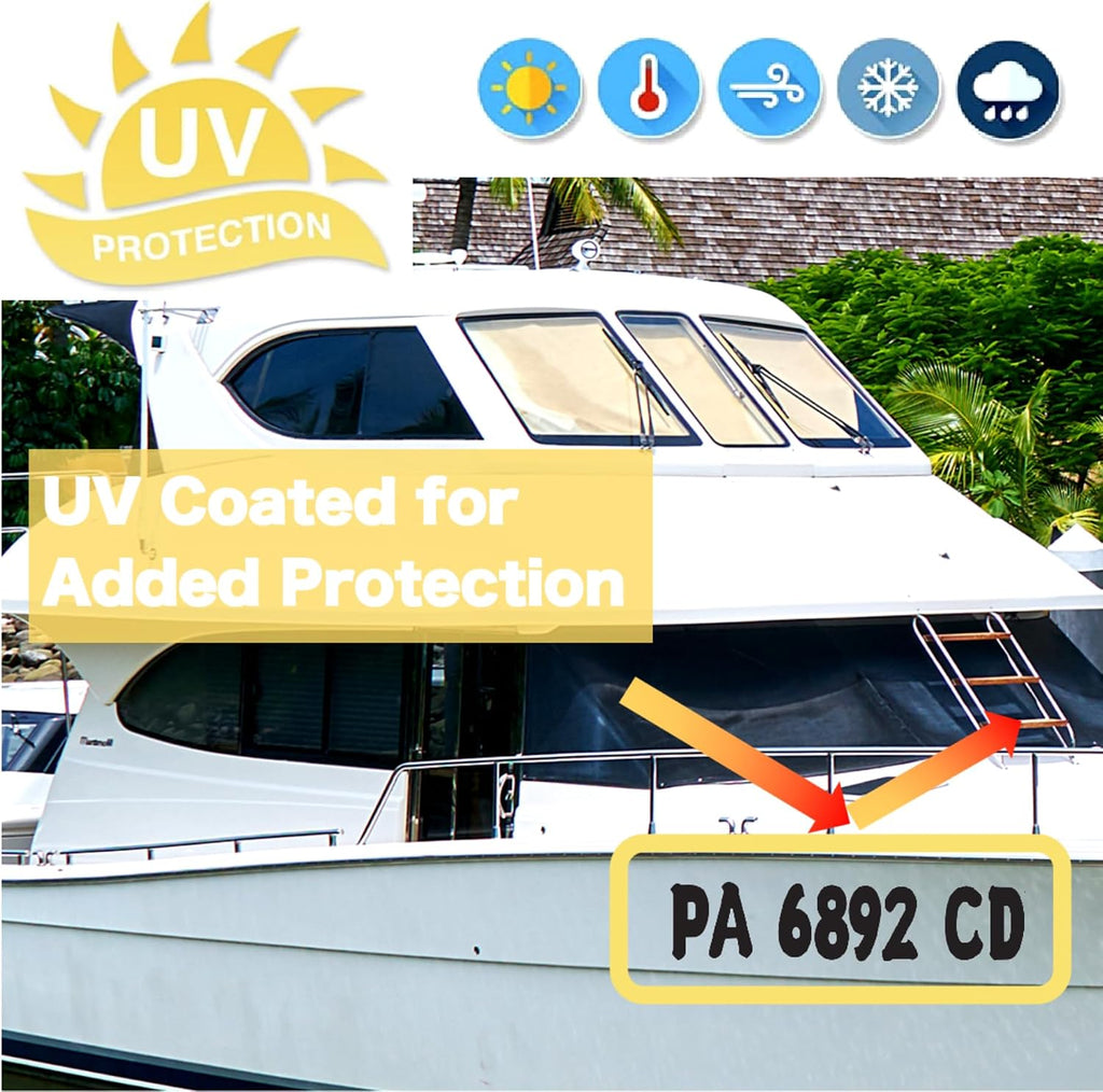 3 inch Boat Registration Number and Letter Vinyl Marine Grade Sticker Decal | Hull, PWC, Jet Ski & Pontoon, Vinyl, Waterproof & Anti-Scratch, 4 Sets