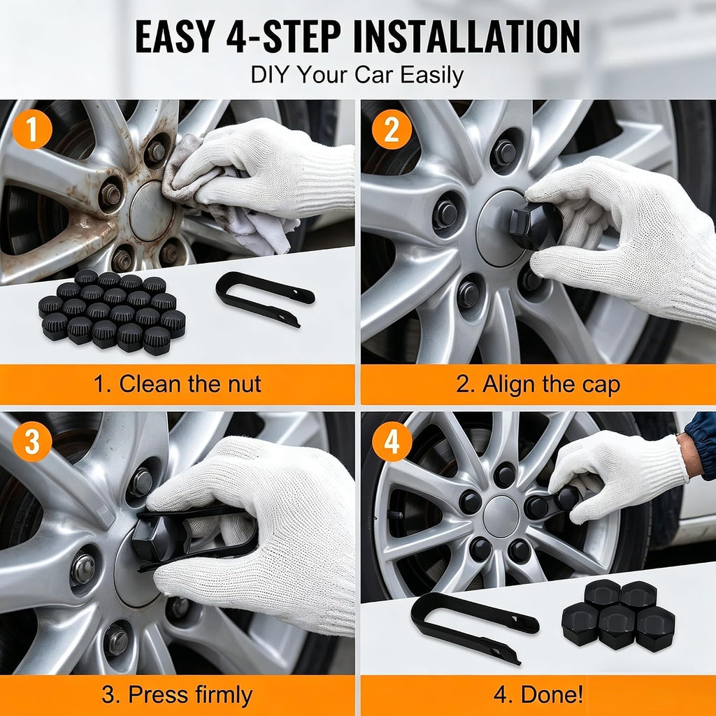 20Pcs Wheel Lug Nut Covers Compatible for 2021 2022 2023 2024 The 7th Generation Hyundai Elantra, Tire Nut Rust and Dust Protection Cover with Remover Clip,Black-21mm