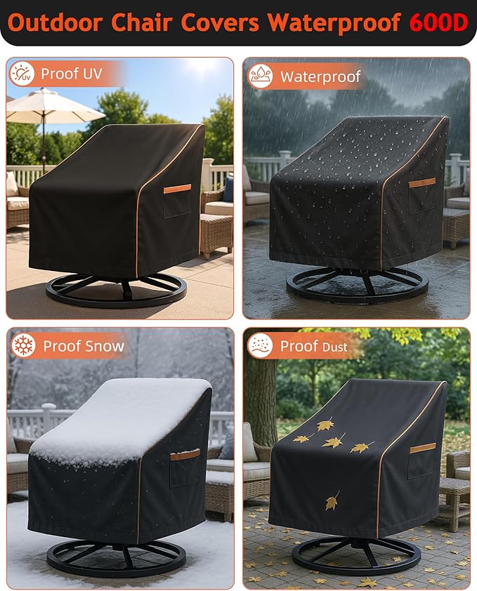 Outdoor Waterproof Patio Chair Covers, Heavy Duty Oxford Coating Weather - Image 7