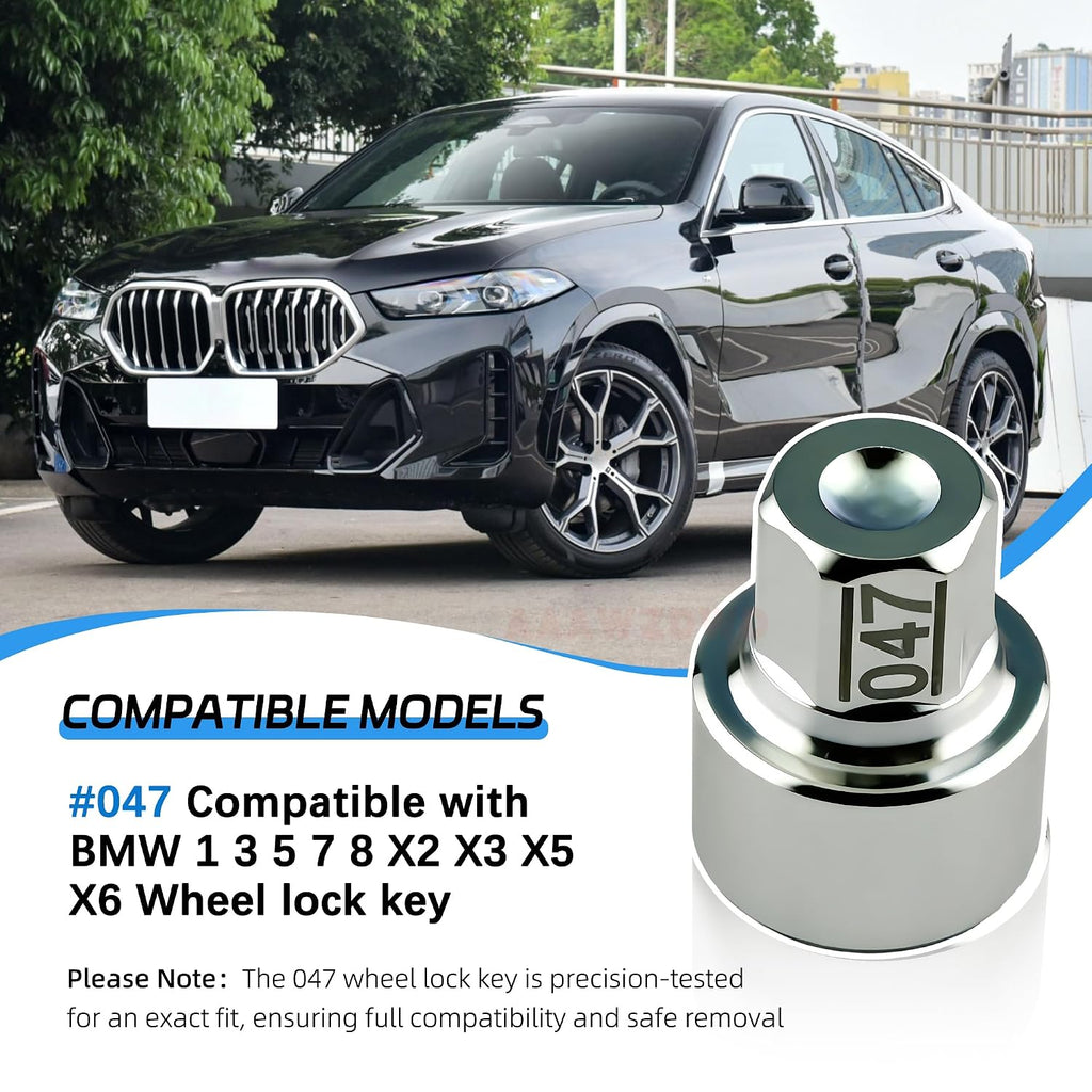 #047 Compatible with BMW 1 3 5 7 8 X2 X3 X5 X6 Wheel Lock Key Tire Lug Key | 047 Wheel Locking Nut Key Replacement