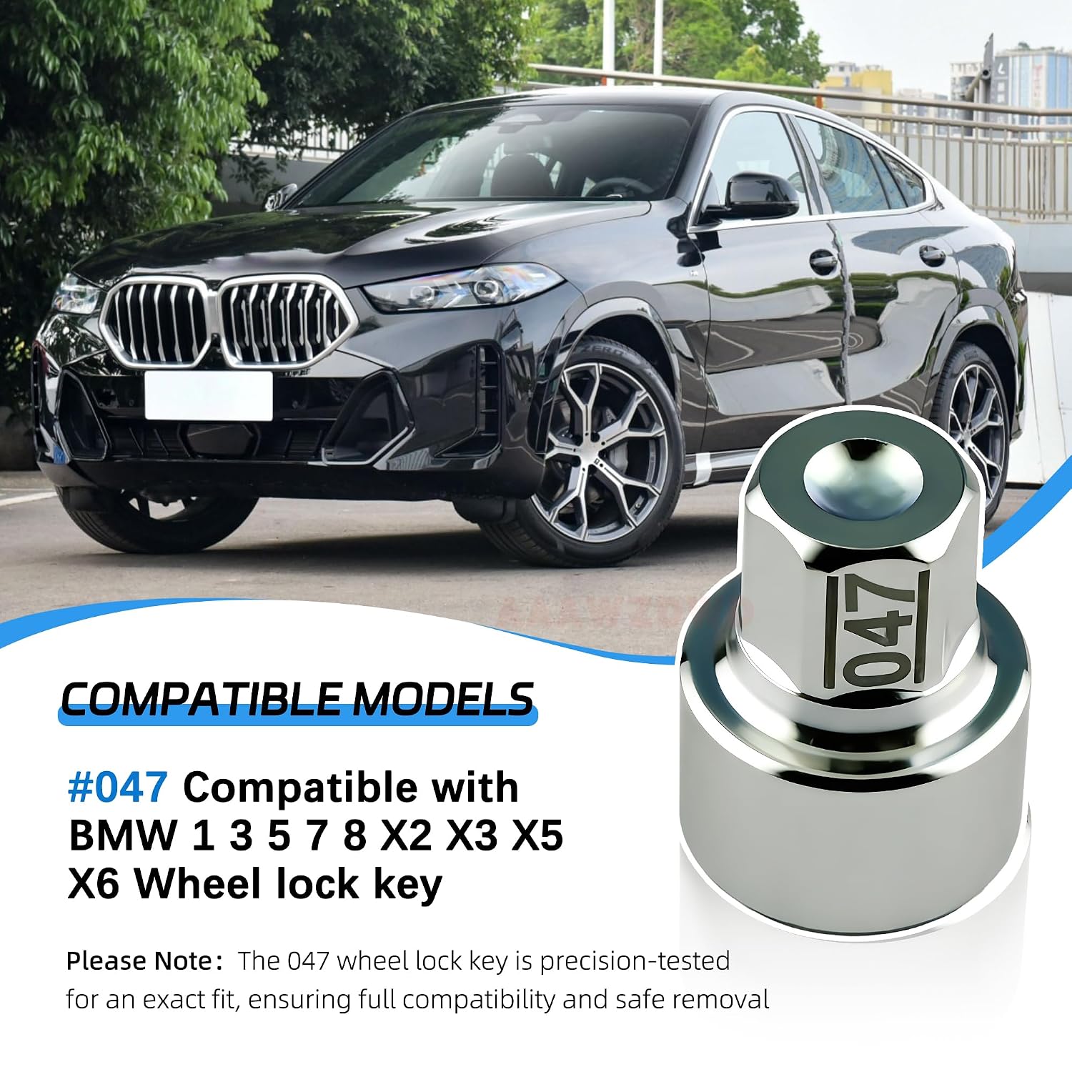 #047 Compatible with BMW 1 3 5 7 8 X2 X3 X5 X6 Wheel Lock Key Tire Lug Key | 047 Wheel Locking Nut Key Replacement