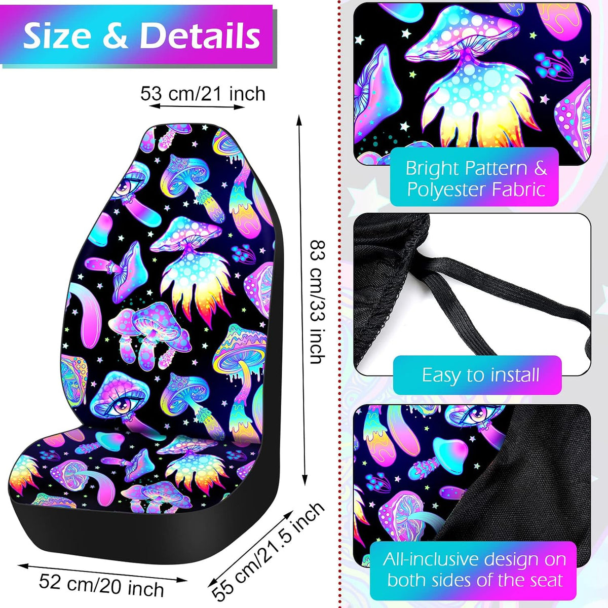 riakrum 17 pcs mushroom car seat covers mushroom, package contents