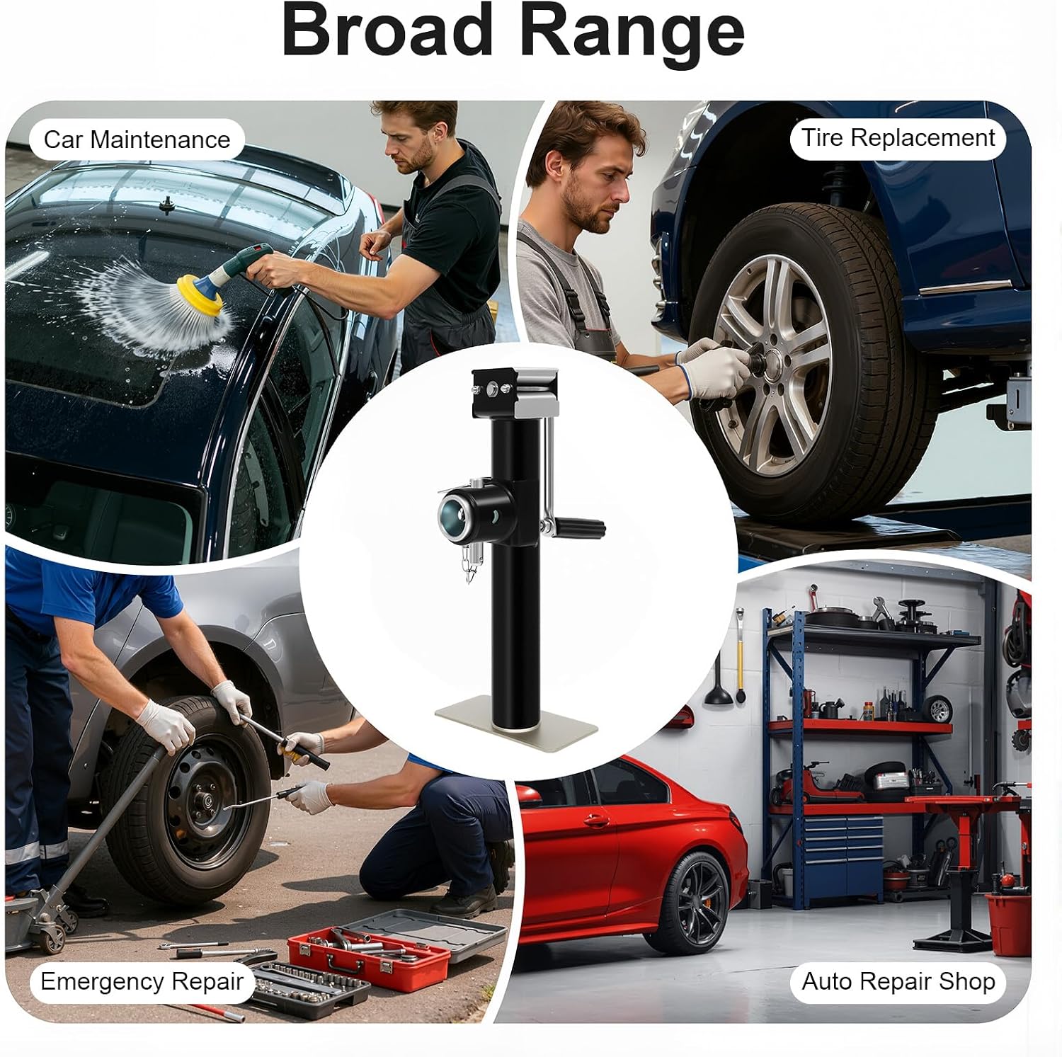 Trailer Jack, 1000 LBS Capacity Drop Leg Jack with Handle | 10 inch lift height, 6 inch wheel smooth mobility, 2200 lbs static capacity, side wind handle, for RV boat trailer