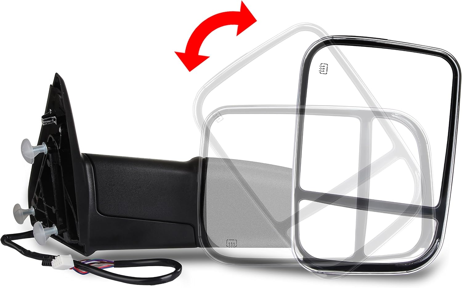 A Pair Heated Towing Mirrors Fits 2009-2010 for Dodge for Ram 1500 2011-2016 for Ram 1500 2500 3500 Chrome, Power Adjusted View Mirror with Turn Signal Indicator
