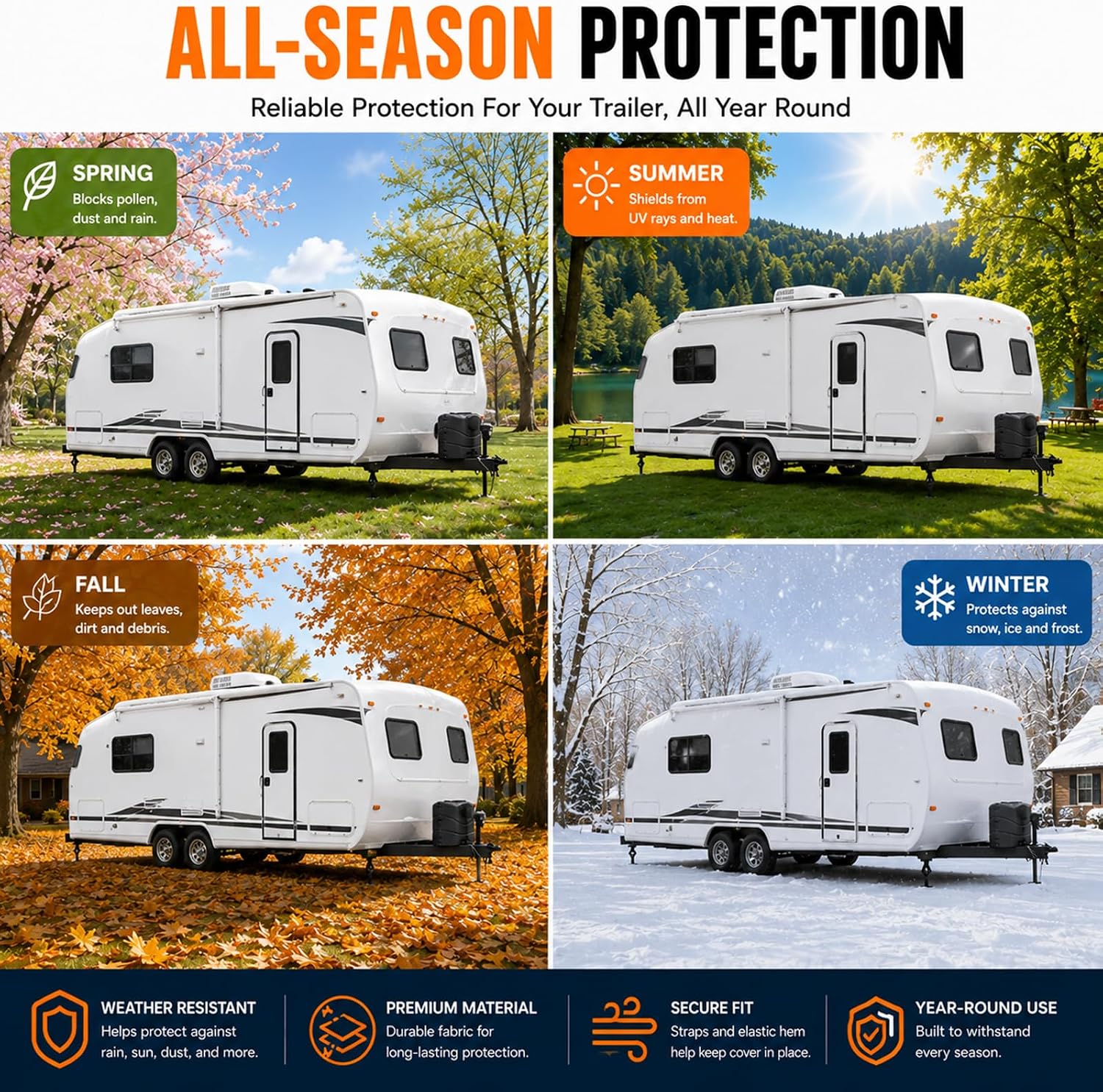 Heavy Duty RV Cover for Venture RV SportTrek ST251VFK 2024-2027, Water Resistant Travel Trailer RV Cover with Zipper Access Panels, Travel Trailer Cover for Outdoor Seasonal Storage