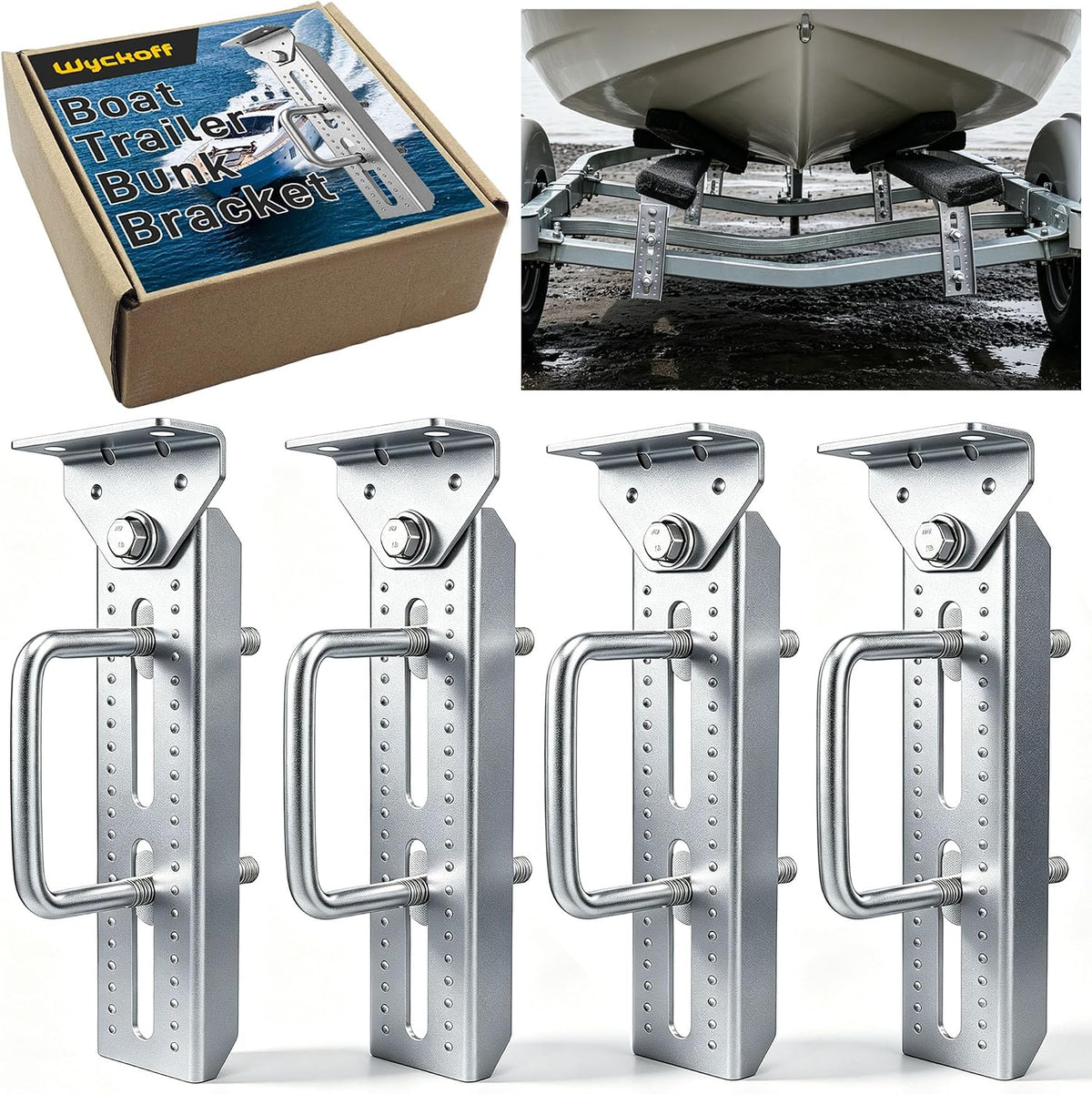 wyckoff 10" boat trailer bunk brackets 4-pack,heavy duty, main product view