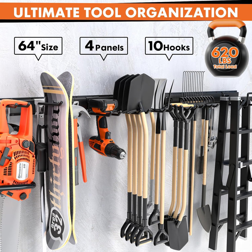 64'' garage tool organizer wall mount, 620lbs heavy showing dimensions
