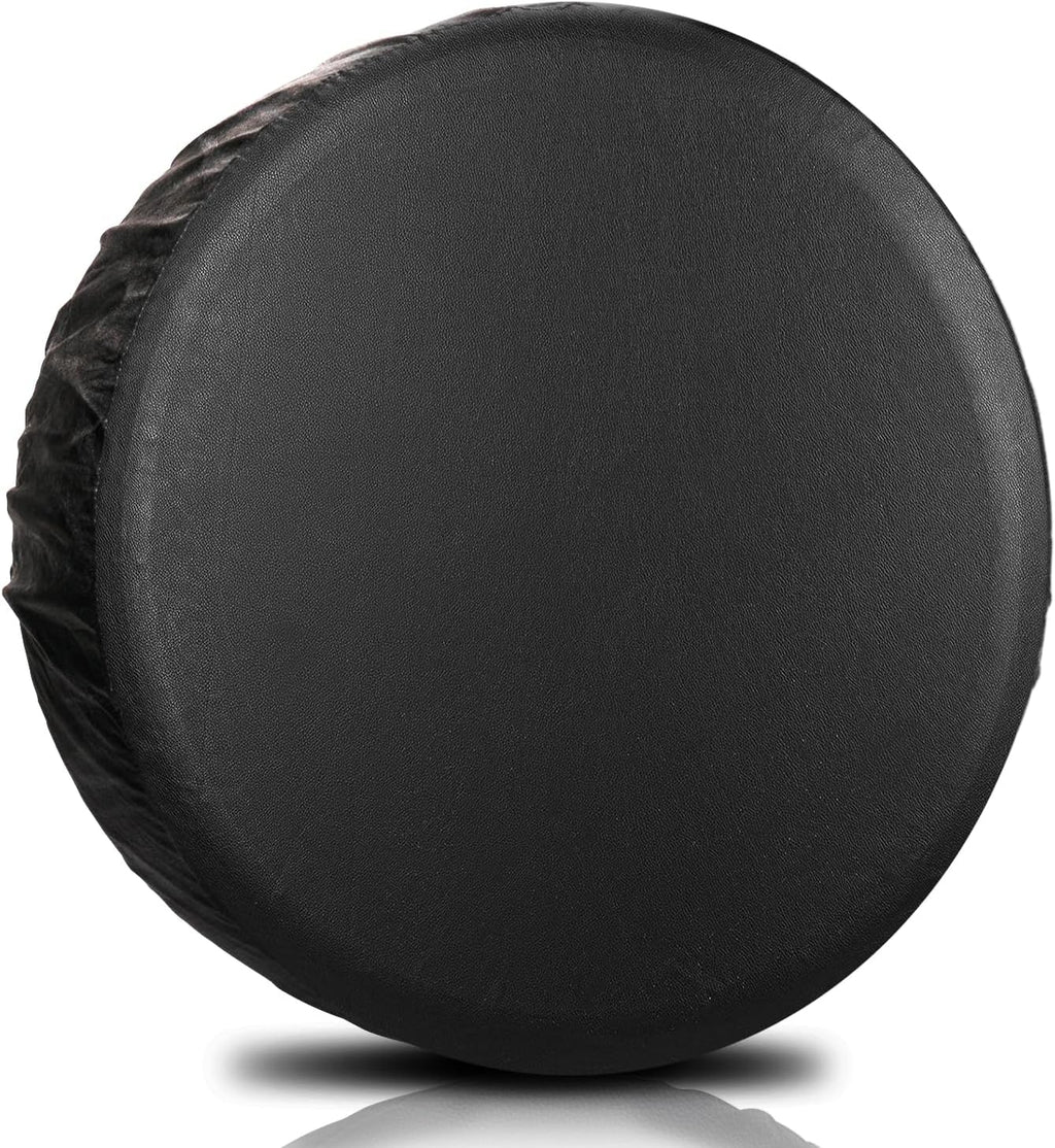 Leader Accessories 26"-28" Spare Tire Cover Universal Fit for Trailer, RV, Car, Truck, SUV, Jeep, Camper Wheel, Waterproof Dustproof Thickening Leather, Black