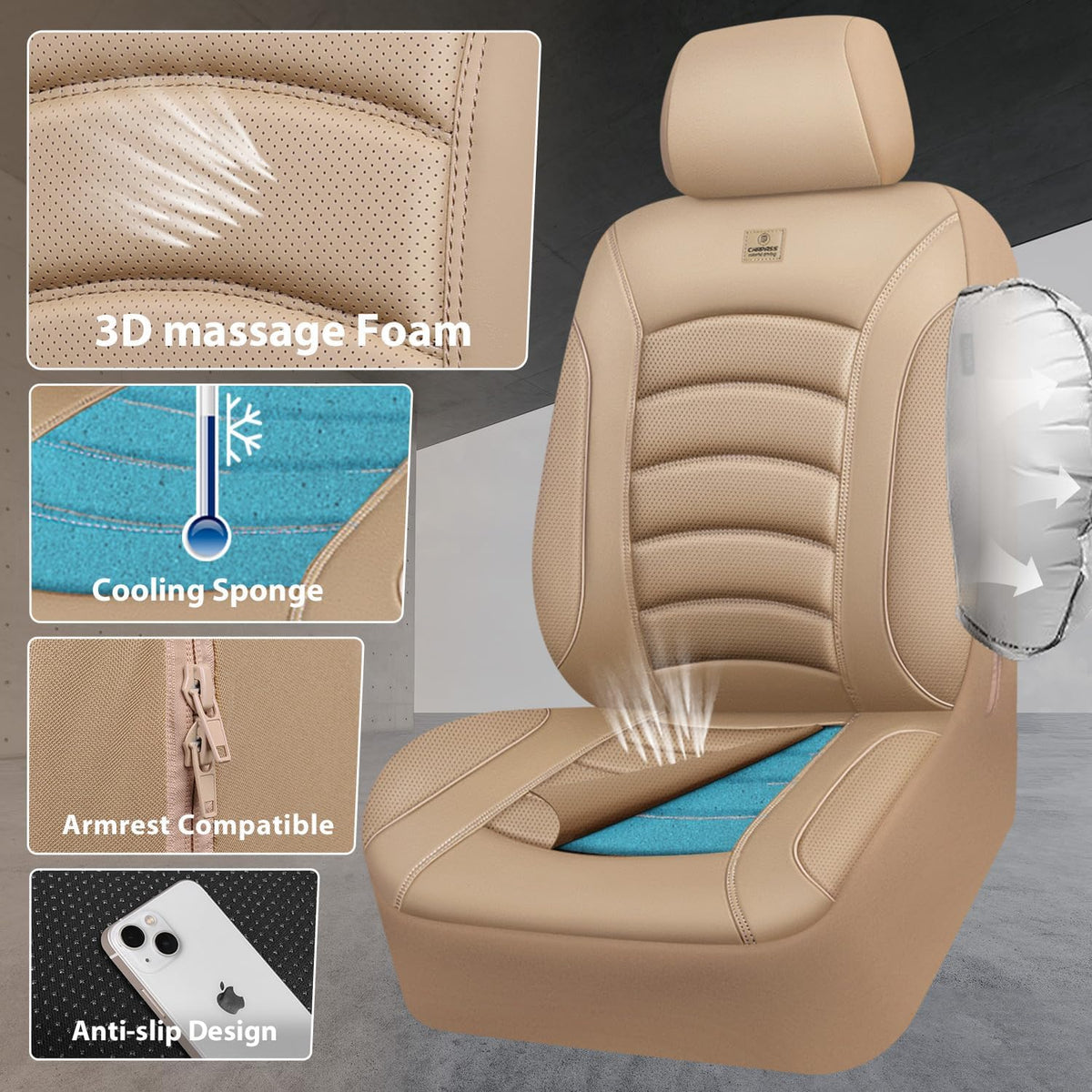 car pass 3d foam pu leather car seat shown in use