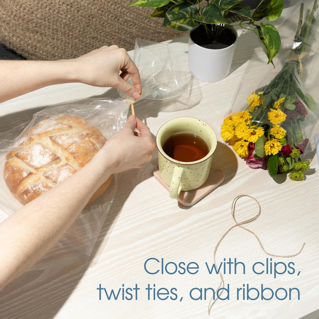 24" x 36" open-end flat poly bags (100 showing dimensions