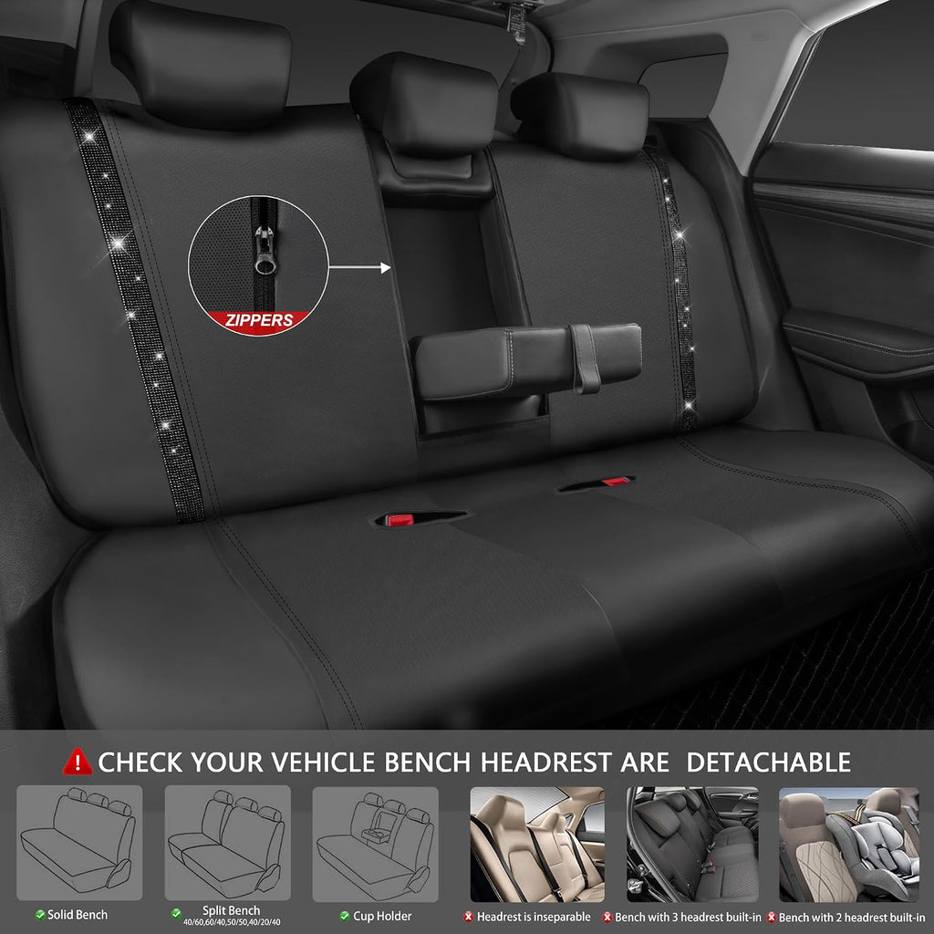 car pass leather bling diamond car seat covers, side view