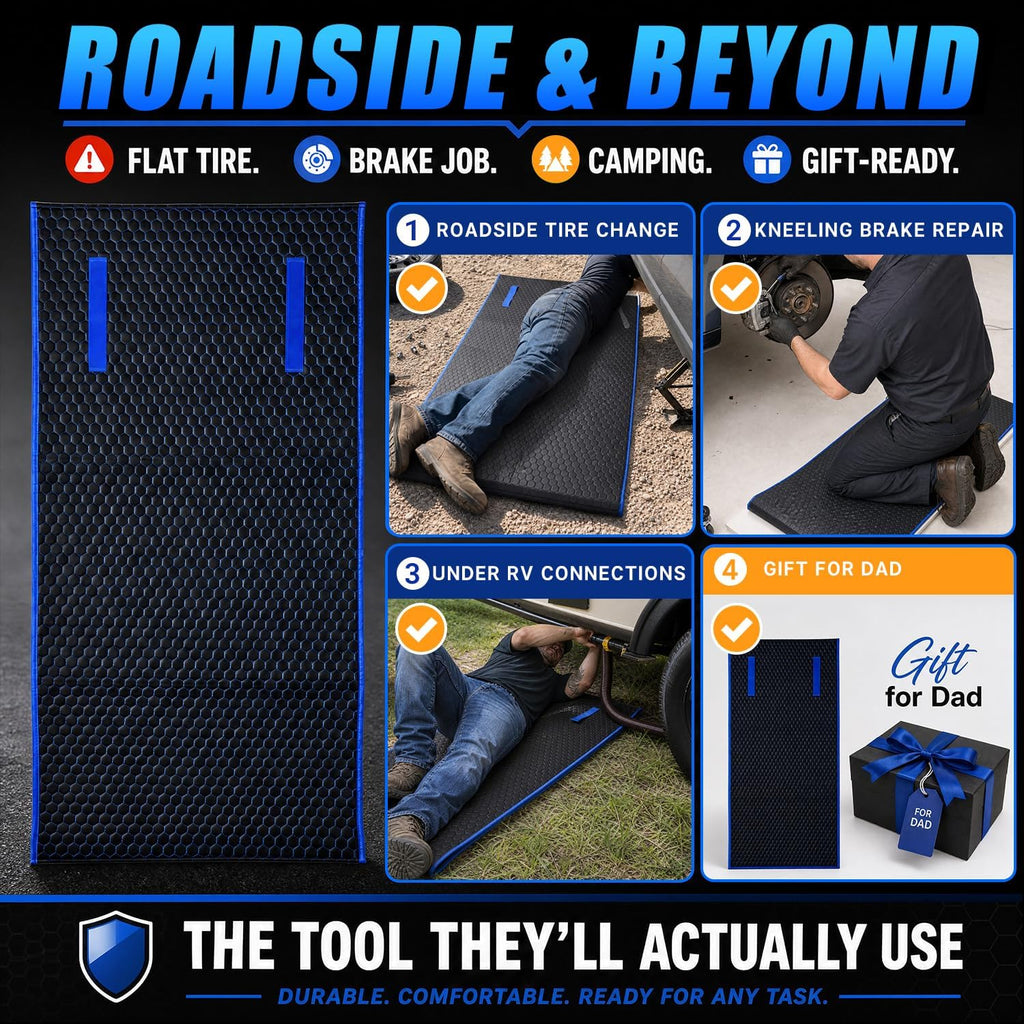Magic Rolling Creeper Mat Portable Mechanics Mat | for Low Clearance, Slide Under Car Easily, Foldable Garage Padded Mat, Storage Bag Included, Men's Gift for Father