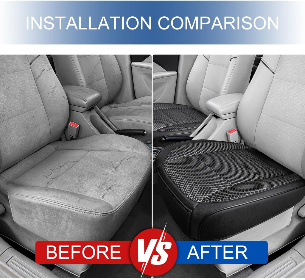 black ventilated bottom car seat cover showing dimensions
