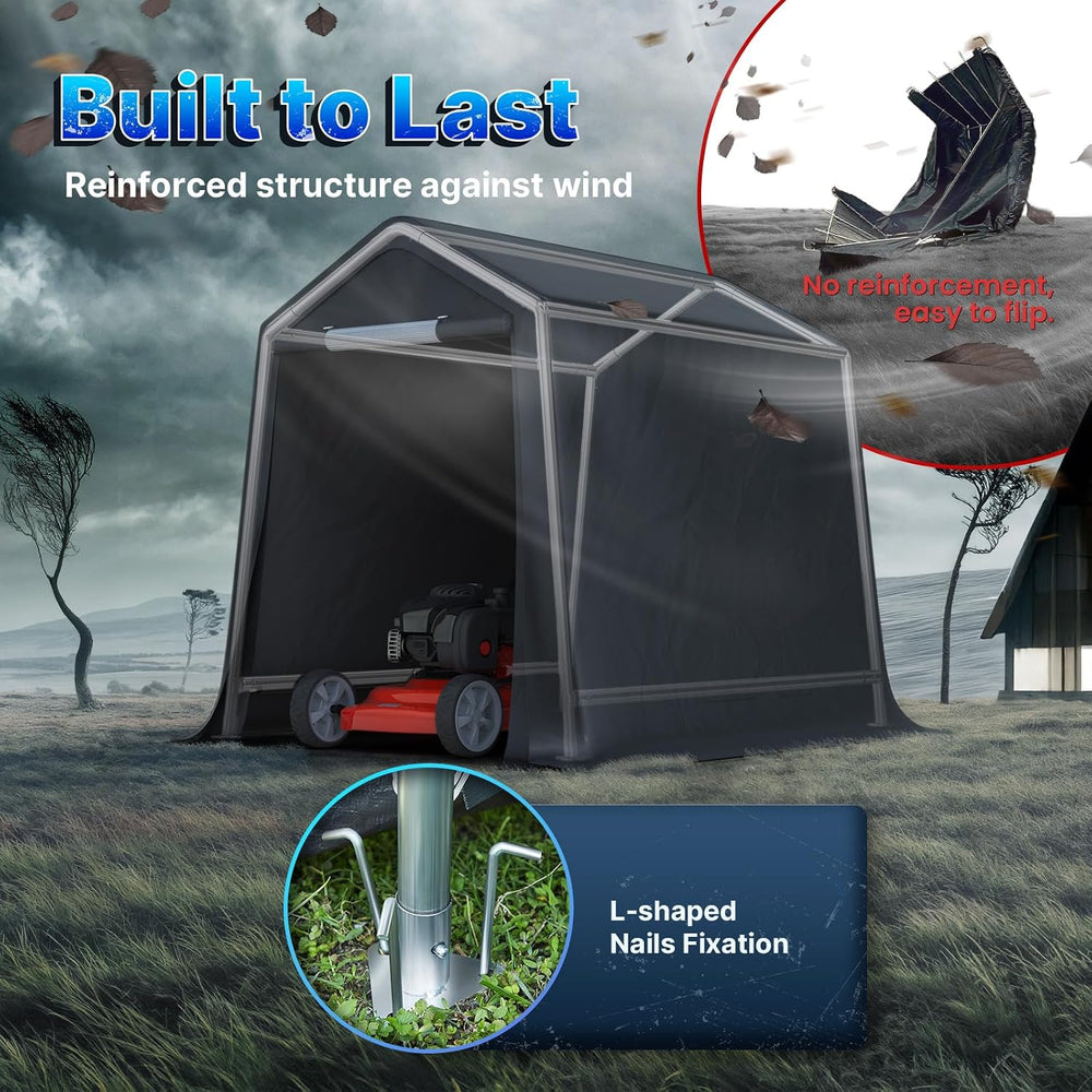 ADVANCE OUTDOOR 6x8 ft Outdoor Portable Storage Shelter Shed with 2 Roll up Z...