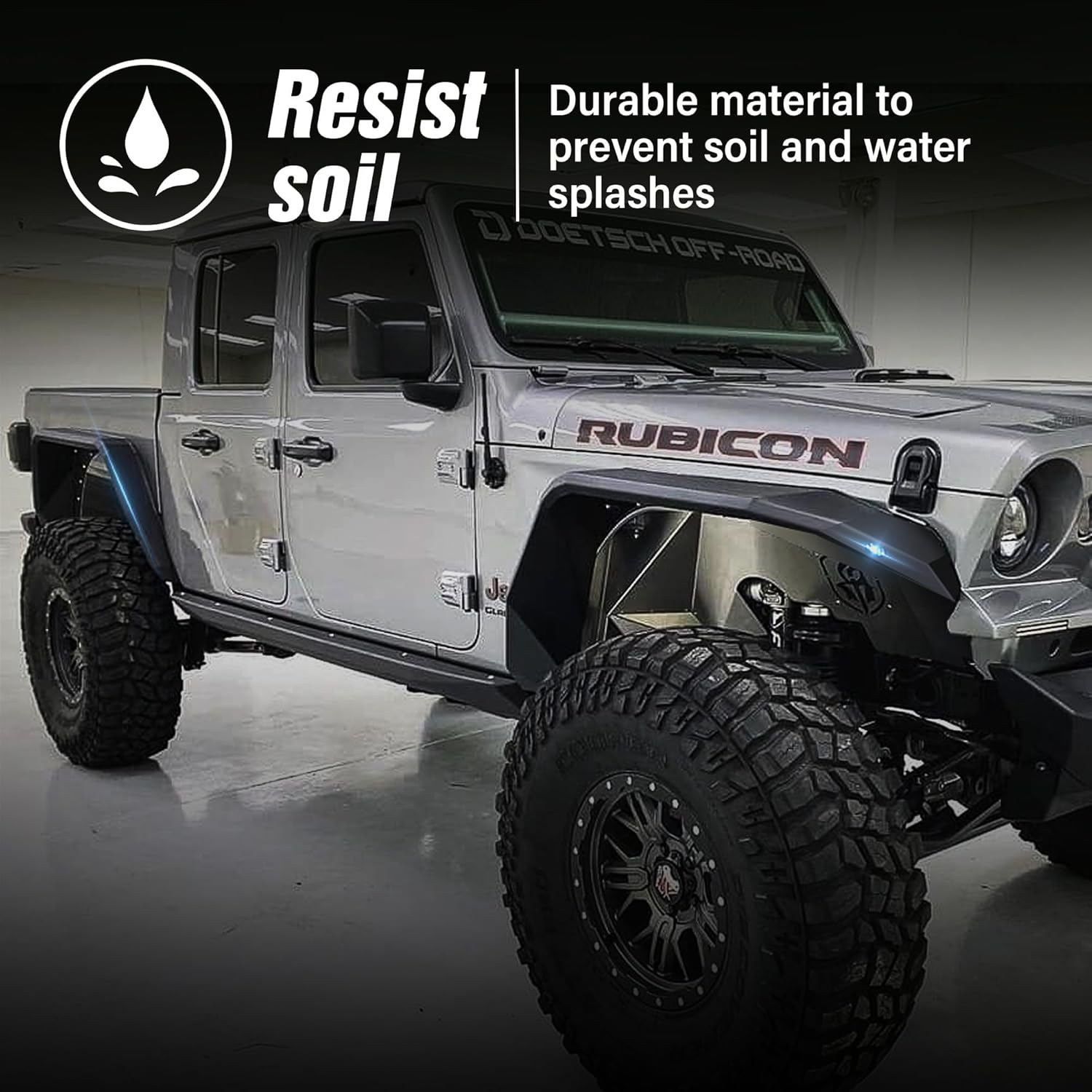 for Gladiator JT Flat Front and Rear Fender Flares with Turn Signal Lights Compatible with 2020-2026 Jeep Gladiator JT, Combo Wheel Fenders Heavy Duty Steel Mud Guard(4 PCS Kit)