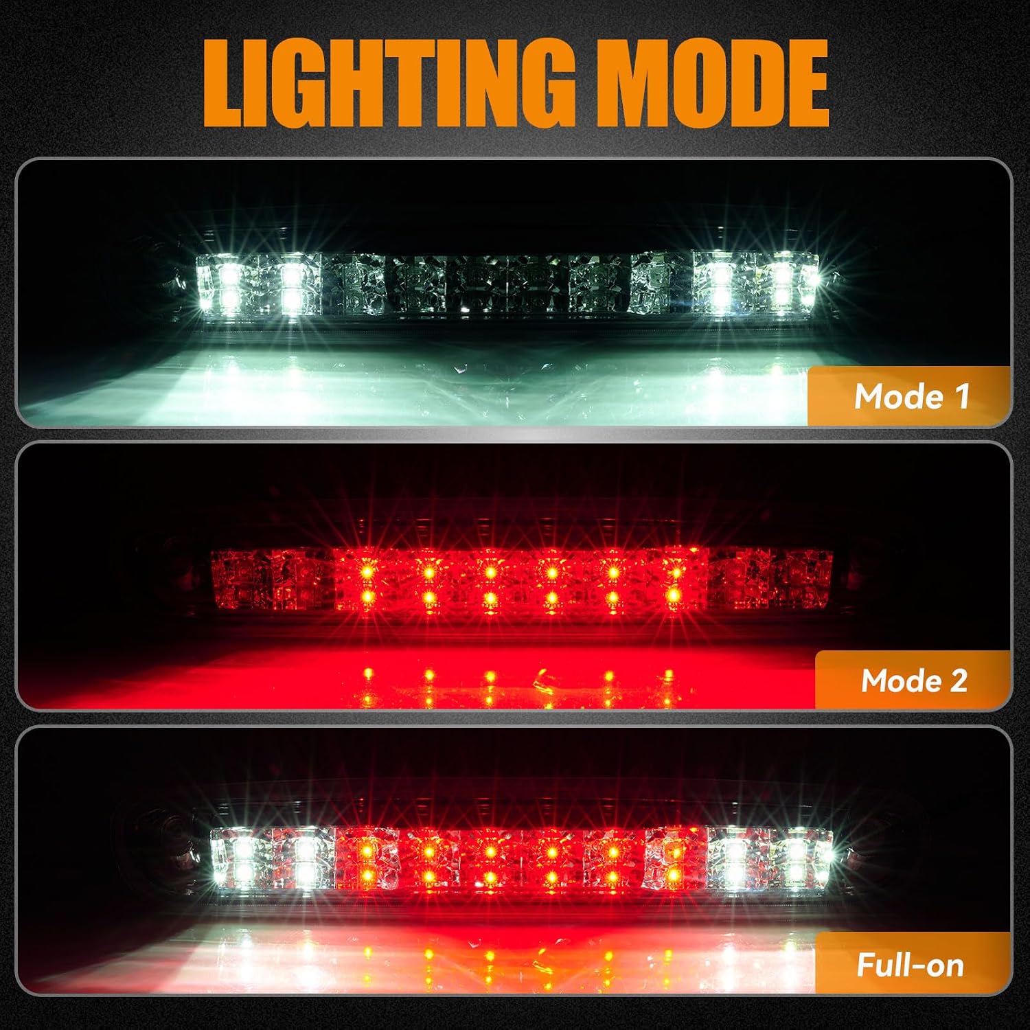 Third 3rd Brake Light, LED High Mount Stop Light for 2007-2013 Chevy Silverado/GMC Sierra 1500 2500HD 3500HD, Rear Center Cab Roof Tail Cargo Lamp (Chrome)