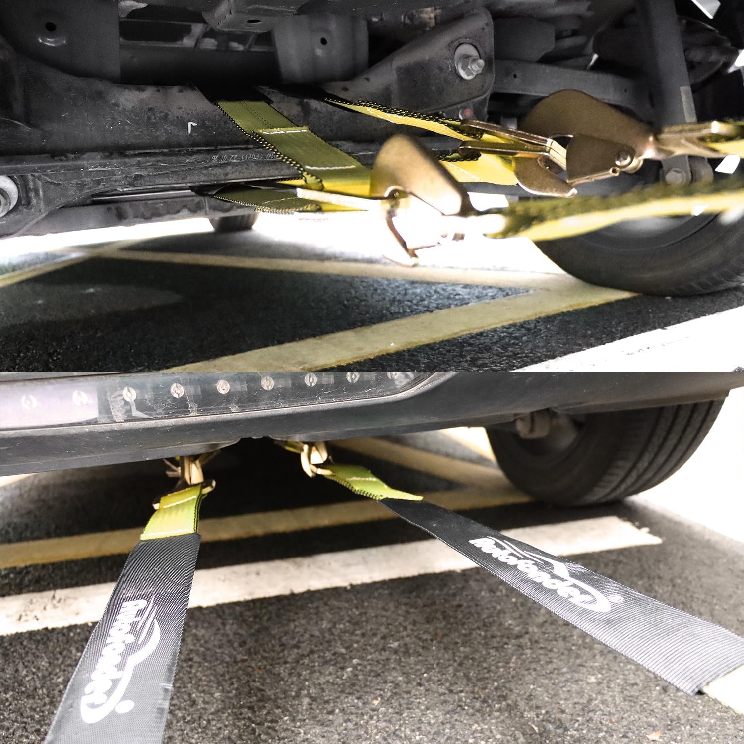 Heavy-Duty Tow Straps with Snap Hooks,2" x4' Yellow V-Bridle Strap with Cordura Sleeve,2 Pack 2"x36" Axle Straps, D-Ring for Tow Trucks, Car Hauler, Recovery, Enhanced Safety(Yellow)