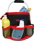 KUNN Car Wash Bucket Tool Organizer for 5 Gallon Bucket with Towel Holder Ring,Soap Pockets Cleaning Bucket Organizer Water-Resistant Mesh Pockets for Clean Supplier,Car Wash Supplier Red