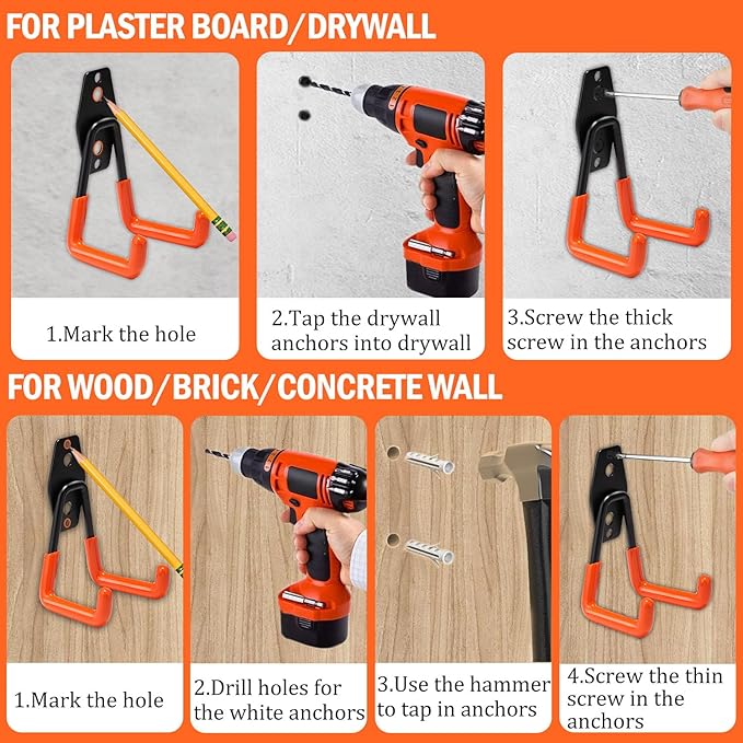 vivicreate 10 Pack Heavy Duty Garage Hooks Wall Mounted Steel Utility Storage - Image 3
