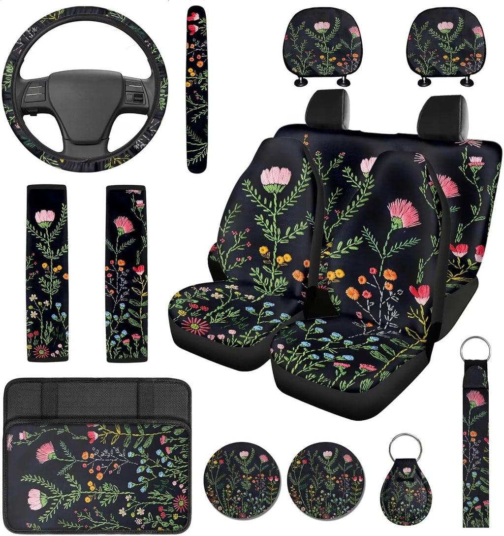 wildflower car seat covers full set with steering, main product view