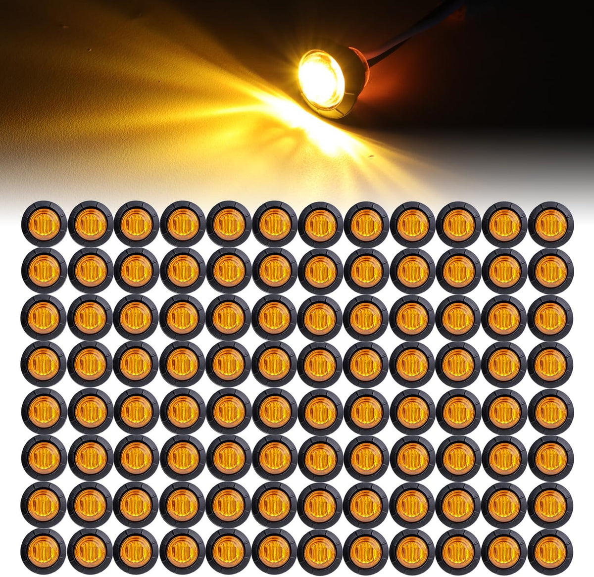 3/4 inch small round amber sealed button side, main product view