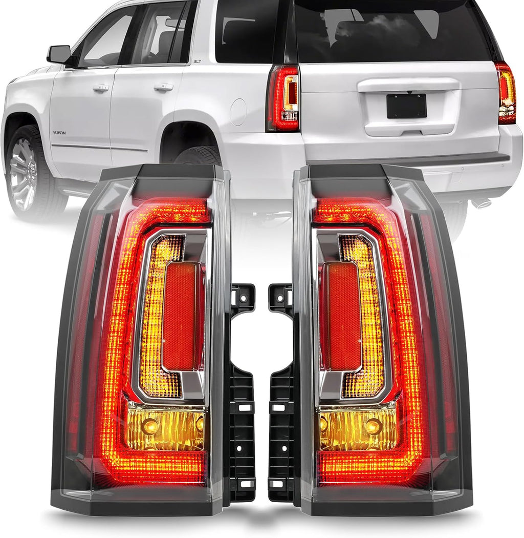 Pair LED Taillight Replacement for 2015-2020 GMC Yukon/Yukon XL Denali SLE SLT, Automotive Rear Light Assembly with Bulbs and Harness - OE Style Tail Lights Kit
