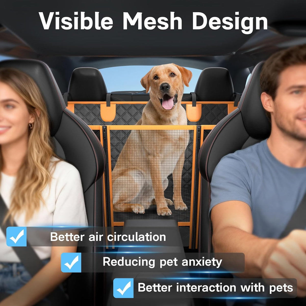 twesync dog seat cover for back seat, hard, front angle view