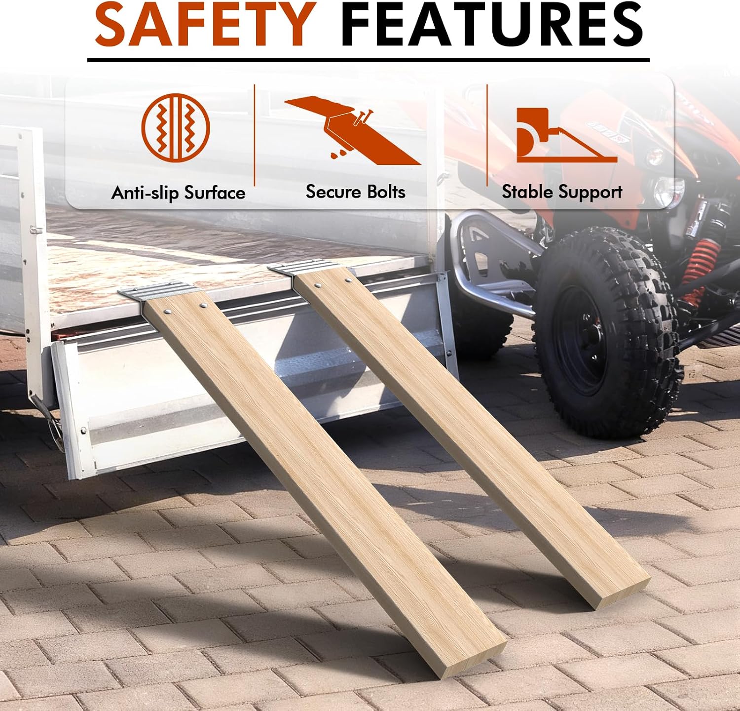 Salcod Aluminum Ramp Top Kit, 2"× 8" Heavy Duty Loading Ramp Ends for Truck, Motorcycle, Lawn Mower, and ATV, 700 lbs Capacity Per Ramp