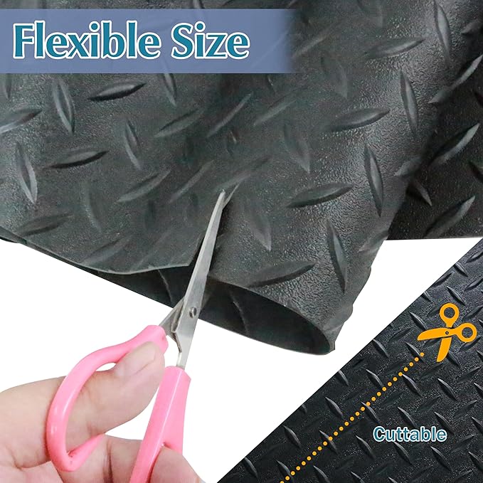 7.5 x 17 FT Garage Floor Mat, 2.5 mm Thickness Diamond PVC Garage Flooring Roll - Image 4