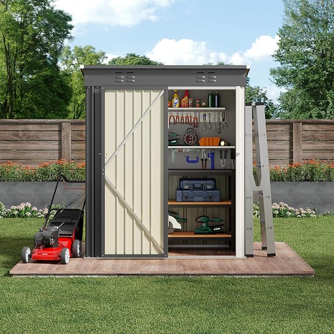 Bealife 5' x 3' Outdoor Storage Shed Clearance, Metal Outdoor Storage Cabinet - Image 3
