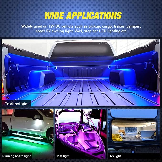 Nilight 3PCS 60 Inch RGB Truck Bed Light Strip Kit 270 LED Neon Accent Lights - Image 7
