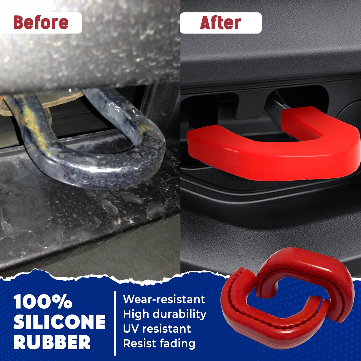 Tow Hook Covers Compatible with 2019 2020 2021 2022 2023 2024 2025 2026 Ram 2500/3500 Accessories - Tow Hitch Covers Fit for Ram Truck Accessories - Upgrade Design, Silicone Rubber (Red)