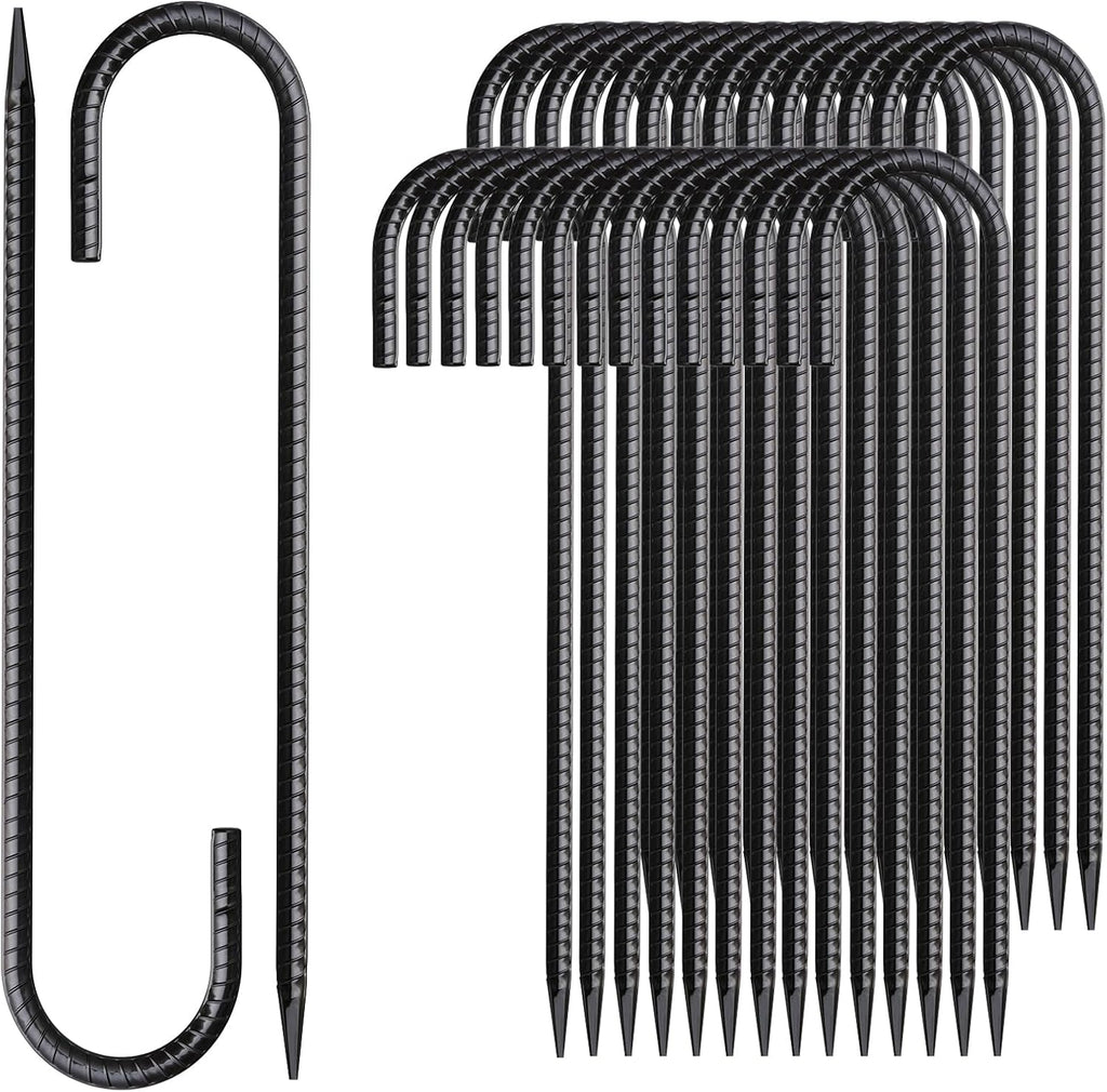 Rebar Stakes 12 Inch J Hook Ground Stakes Heavy Duty 30 Pack Chain Link Fence
