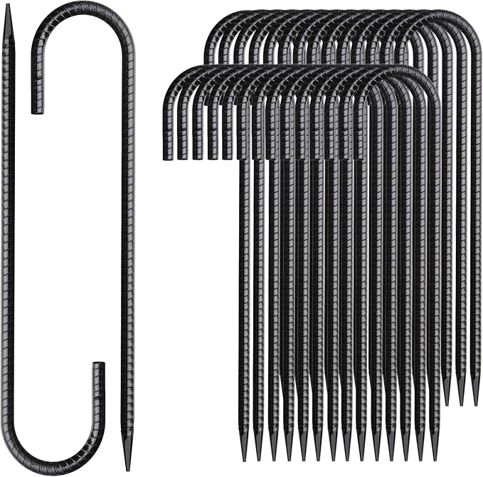 Rebar Stakes 12 Inch J Hook Ground Stakes Heavy Duty 30 Pack Chain Link Fence by MSWY
