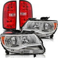 JSBOYAT Halogen Headlight & Taillight Assembly Fit for 2015-2022 Chevy Colorado 4-Door Extra Cab | Crew Cab Models Driver and Passenger Side, Chrome Housing & Amber Reflector
