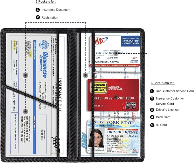 TOURSUIT Car Registration and Insurance Card Holder, Vehicle License Document - Image 2
