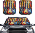 GENANY 2 Piece Colorful Guitar Windshield Sun Shade for SUV Truck (28x31 Inches), Sun Shade Windshield, Shades for Front Windows, Sunshade for Car Windshield, Spring Car Decor