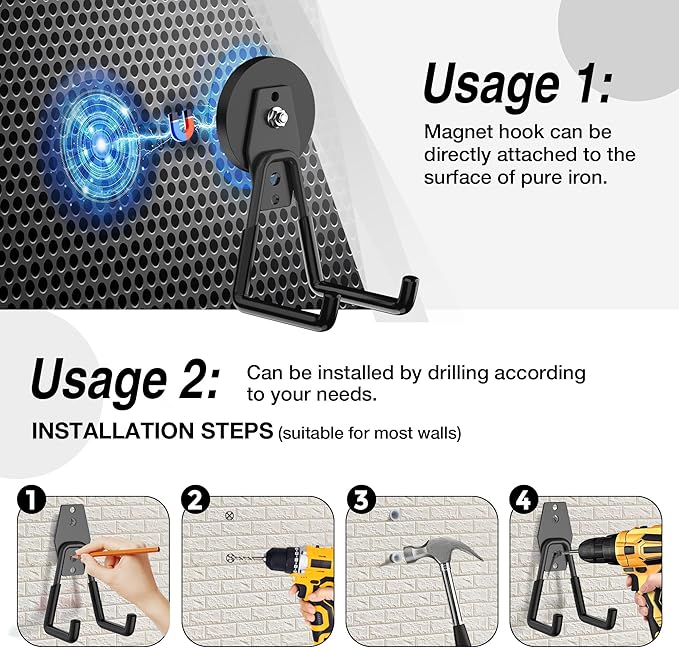 Heavy Duty Storage Magnetic Utility Hooks Large Garage Strong Extra Magnet - Image 7