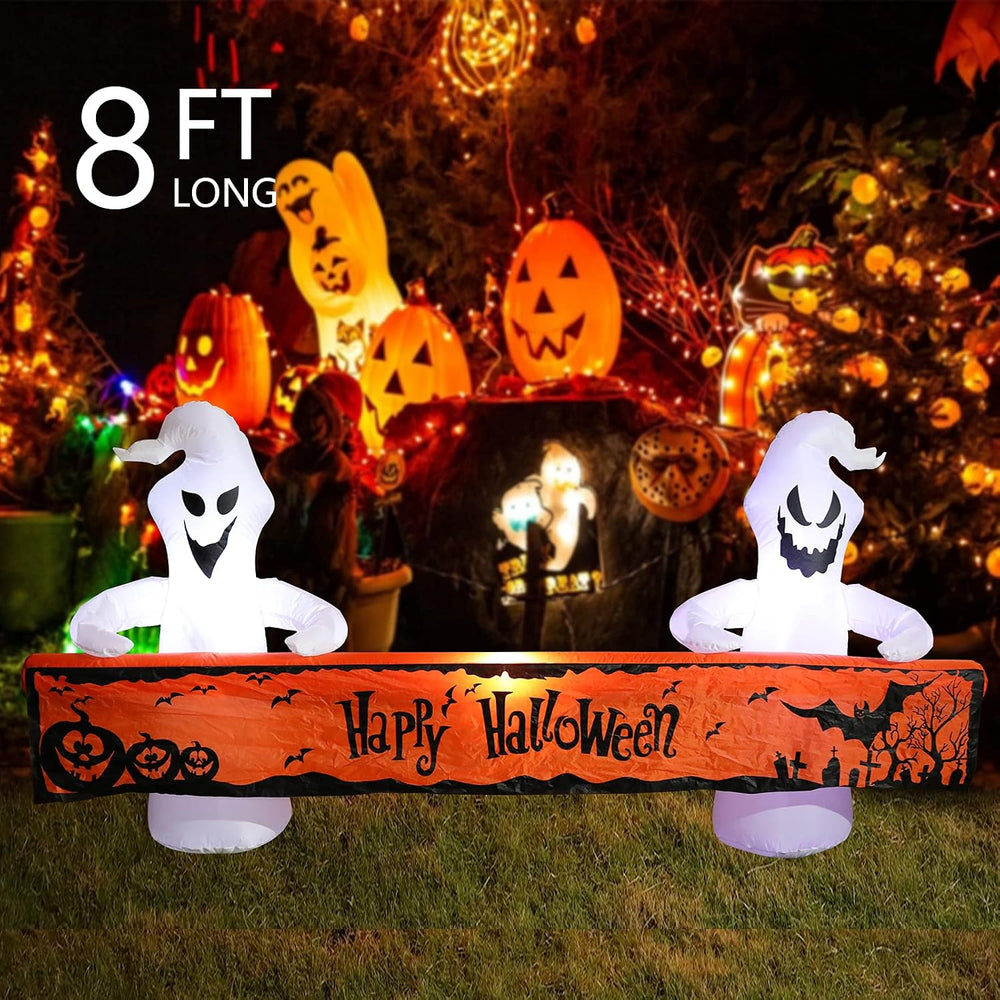 MUMTOP Halloween Outdoor Inflatable Ghost Yard Decor with Happy Halloween