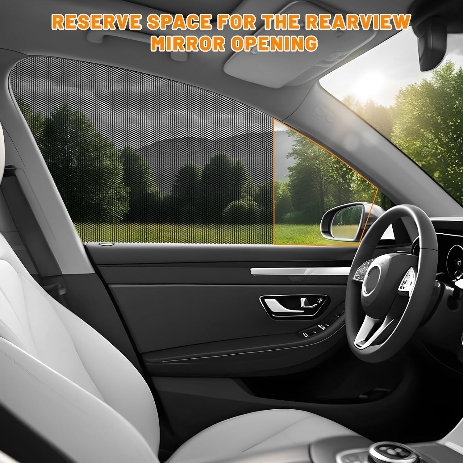 4 PCS Car Side Window Sunshades, Reusable & Washable Auto Sunshade Sticker Sun Blocker, Static Cling Sun Shade Films Window Tint for Most Vehicles, Car Accessories