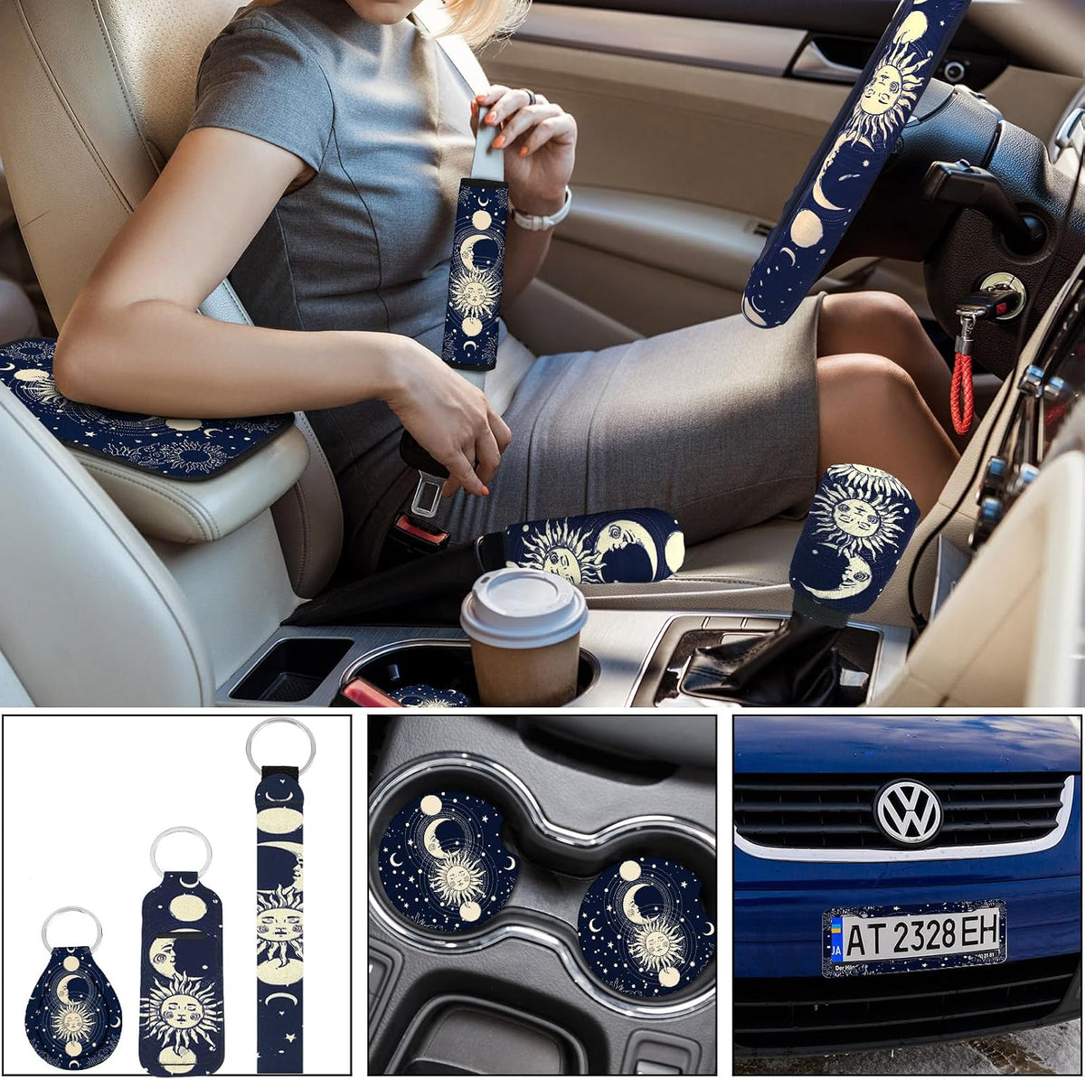 estune 19 pcs car seat covers, full set, close-up detail