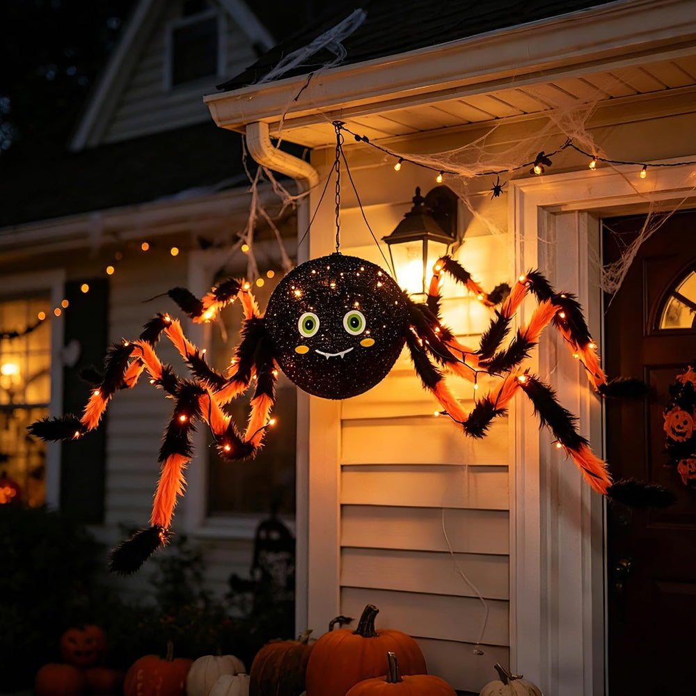 LITBLOOM Halloween Spider with Lights 54IN for Porch Yard Decoration