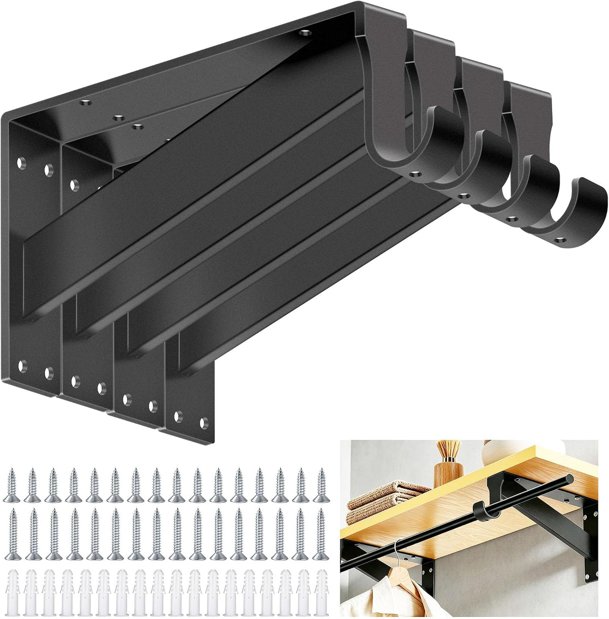 heavy duty closet rod support bracket 12 inch, main product view