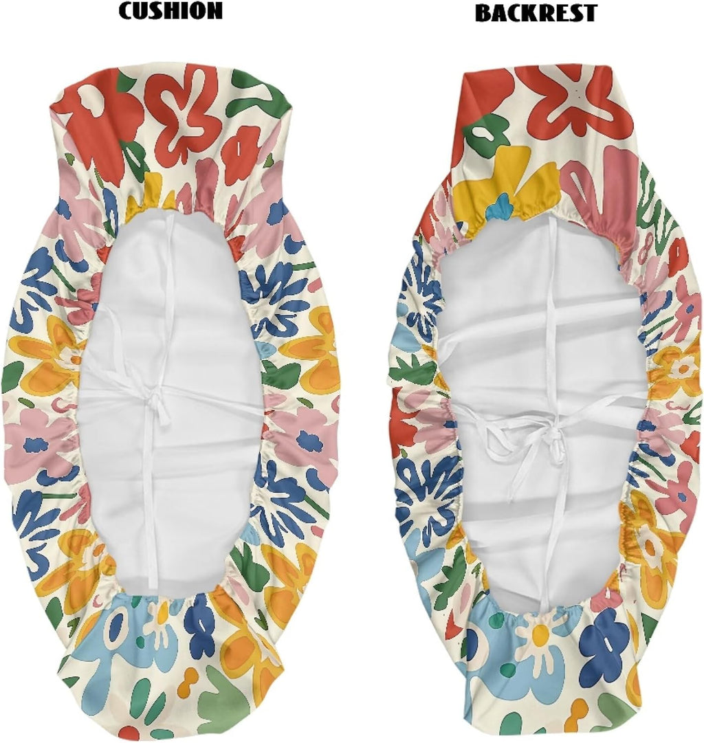 Hippie Flower Pattern UTV Seat Cover Compatible with Kawasaki Mule 4000 4010 3000 3010 3020 Heavy Duty Waterproof Elastic Soft UTV Accessories Seat Cover