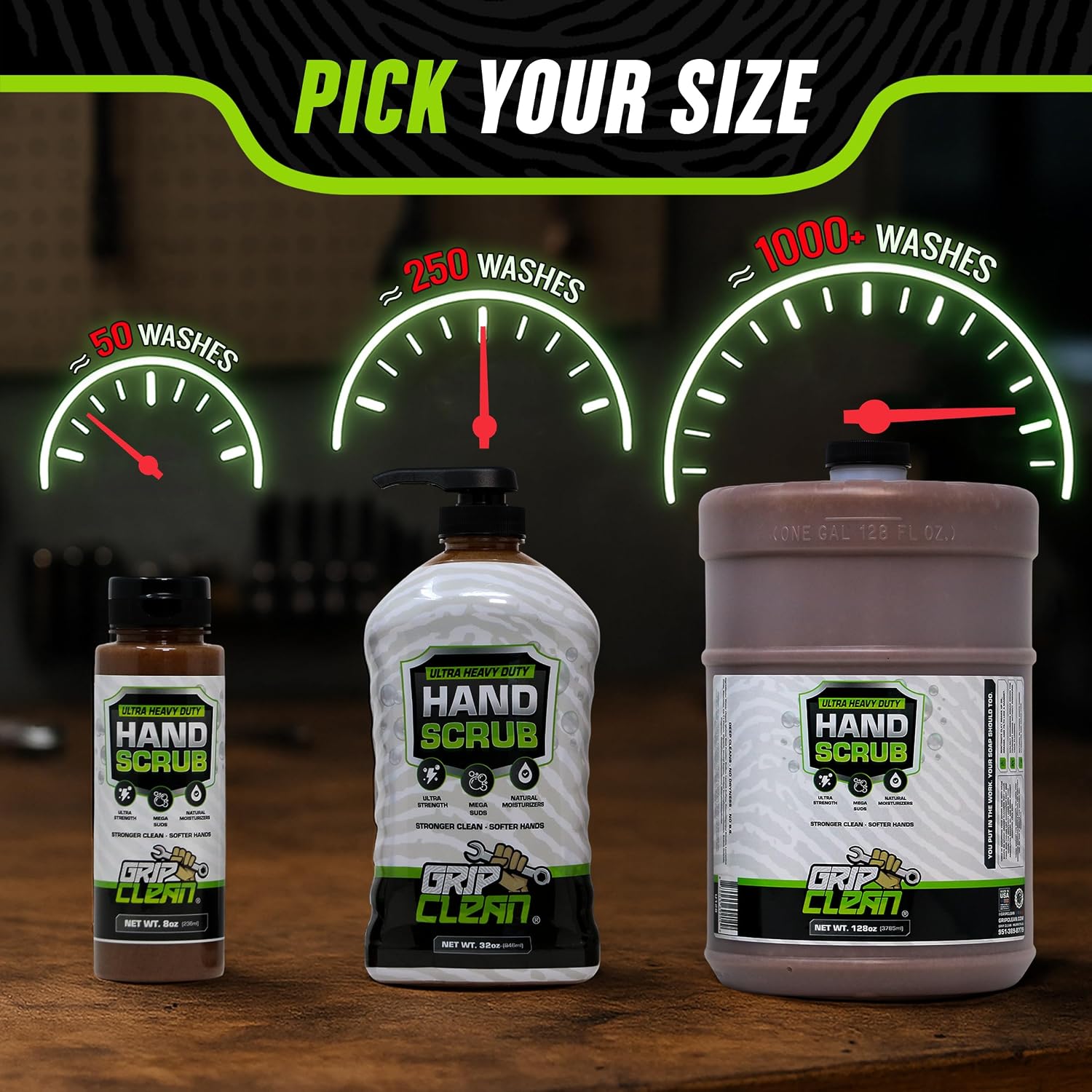 Grip Clean Ultra Heavy Duty Hand Cleaner for Mechanics – Walnut Shell & Clay-Infused Technology Removes Grease, Oil & Paint – Pro-Grade Industrial Hand Soap with Cherry Scent - 8 Fl Oz