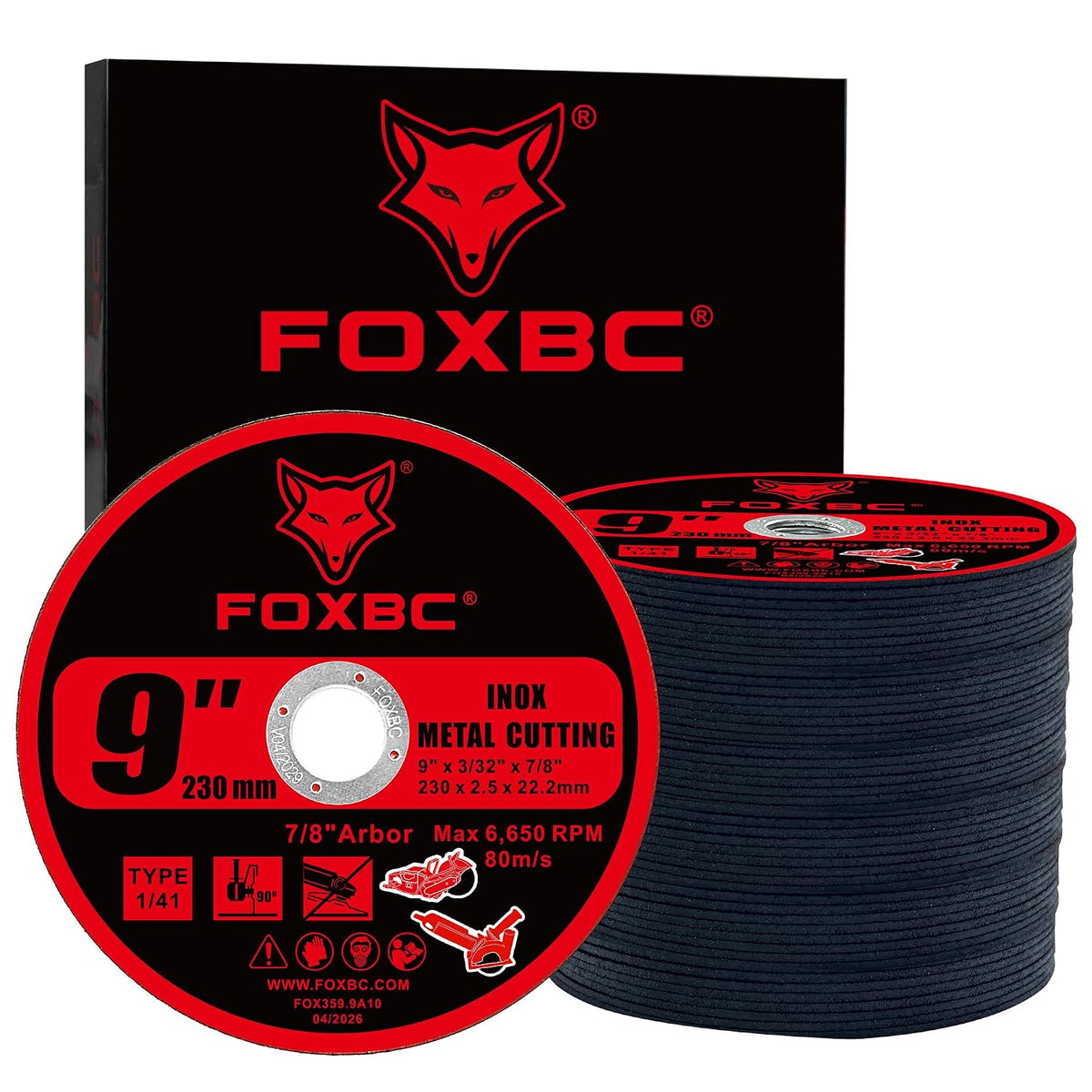 foxbc 9 inch metal cut-off wheel discs, 9", main product view