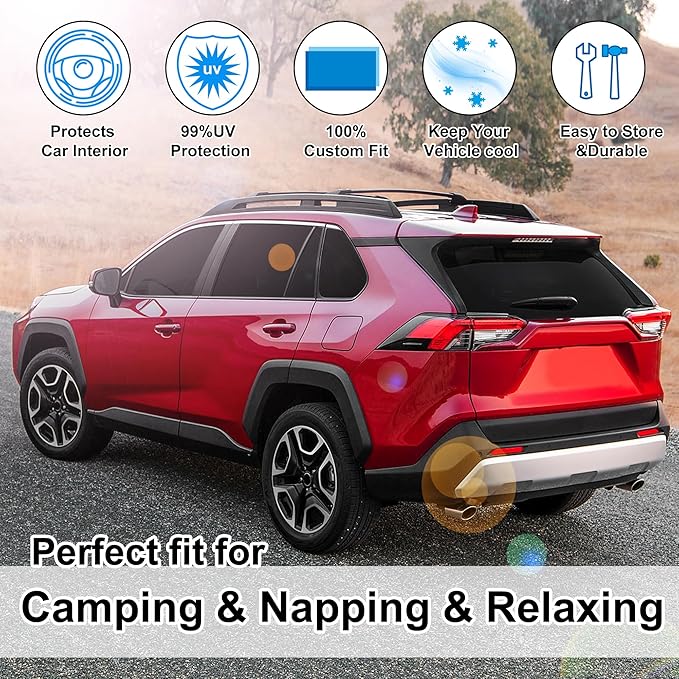 TINGLU Window Shades for Toyota RAV4 2019-2024 2025 Accessories Car Side Full - Image 6