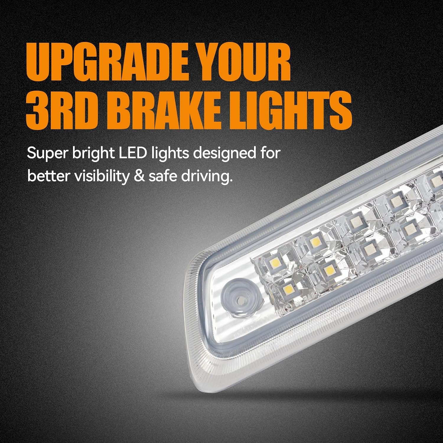Third 3rd Brake Light LED High Mount Stop Light for 2009-2014 Ford F150, 10-14 Lincoln Mark LT, Rear Center Cab Roof Tail Cargo Lamp, NOT FIT SVT Raptor&Models with Hill Descent Control (Chrome)
