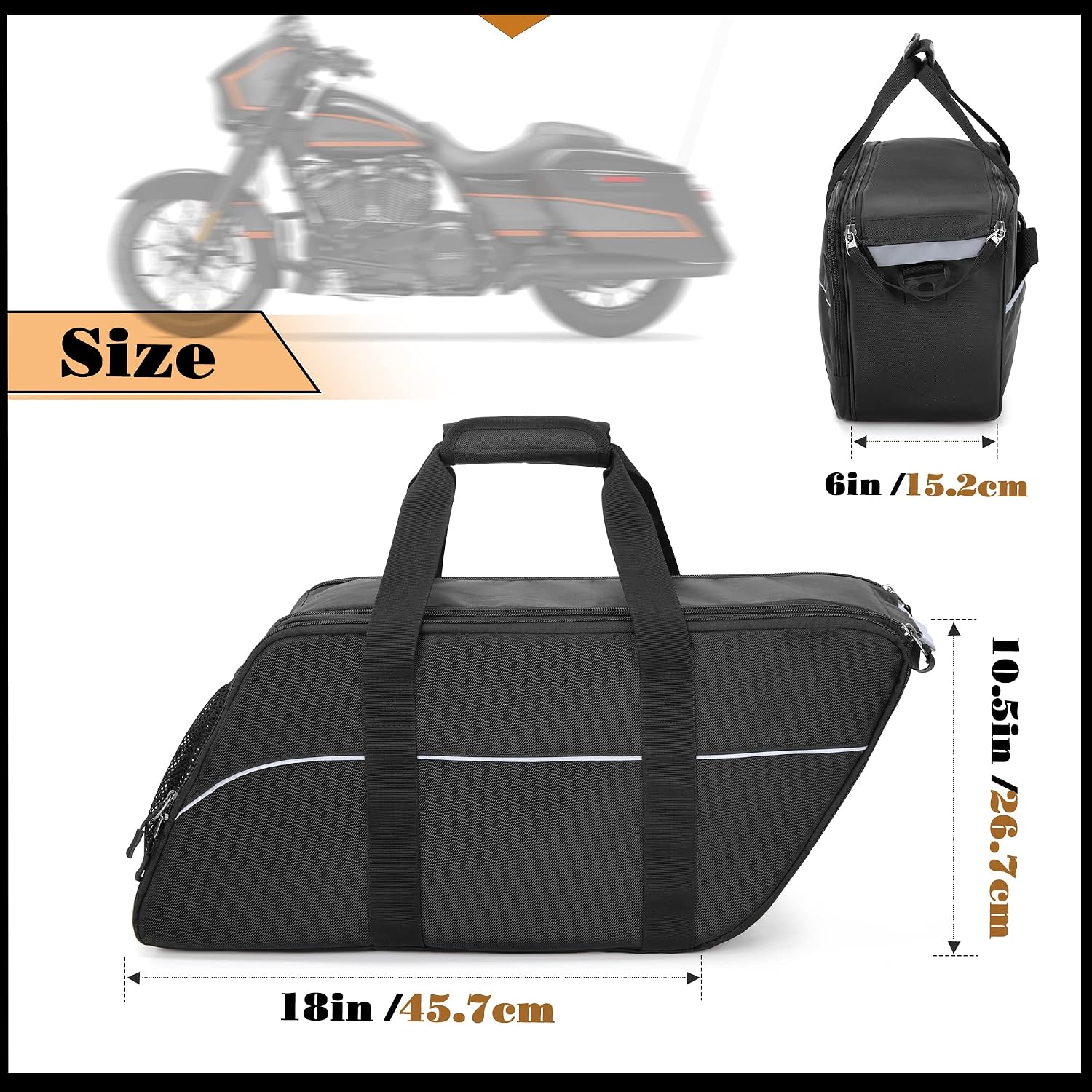 HODRANT Saddlebag Liners Bag, Travel Motorcycle Saddlebag Organizer Compatible with Harley Davidson 1993-2022 Touring Road Glide/Street Glide/Electra Glide/Road King Hard Saddlebag, 1 Bag Only