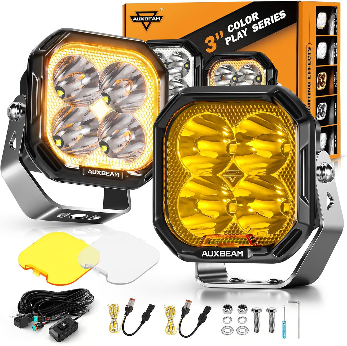 auxbeam color play series 3 inch led pod, main product view